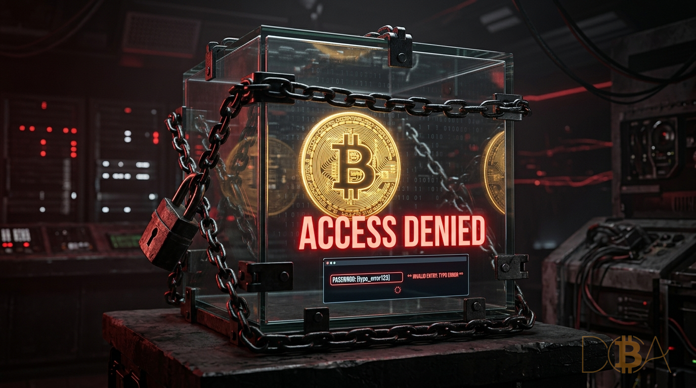 Đồng Bitcoin bị khóa vĩnh viễn và lỗi truy cập Access Denied do quên hoặc gõ sai passphrase BIP39.